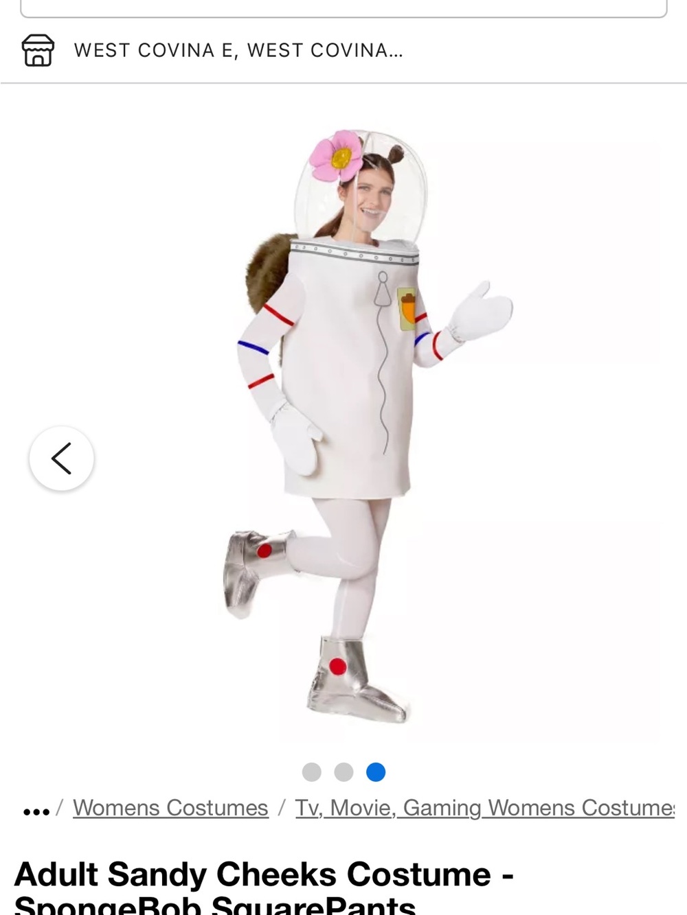 Sandy Cheeks Astronaut Costume Women’s S/M - White